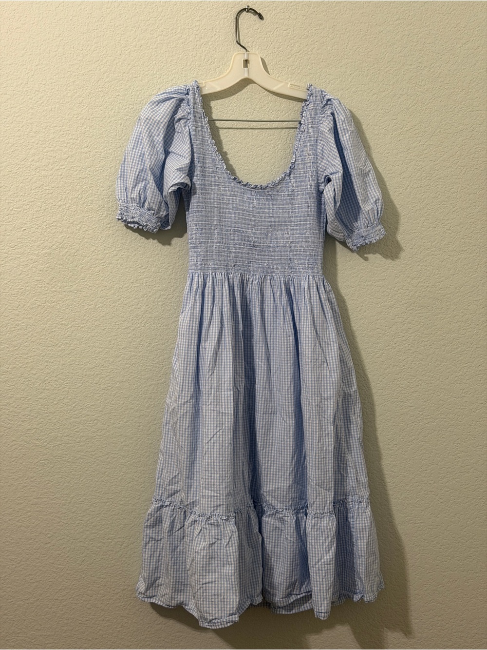 HILL HOUSE Blue Gingham Print Louisa Nap Dress Size Small